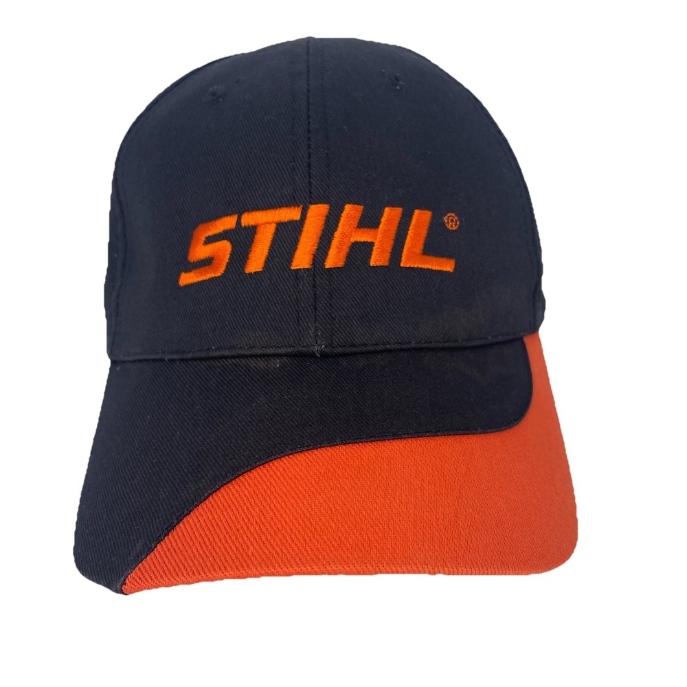 Stihl Outfitters Chainsaw Cap Trucker Dad Hat Black Orange Strap Back Outdoors